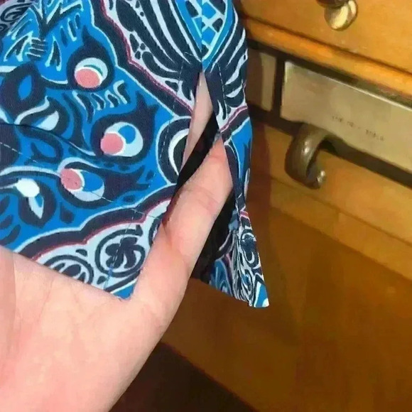 Loft Electric Sapphire Baroque Print Midi Dress Blue Size Small Side Slit - Picture 11 of 12